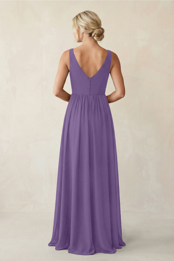 A - Line V - Neck Pleated Chiffon Bridesmaid Dress in Tahiti - SHE IS ME Bridesmaid Dresses
