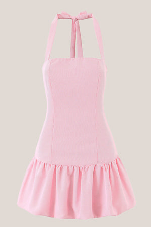 A-Line Vintage Halter Cotton Mini Dress in Pink – SHE IS ME Dresses