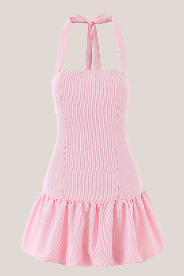 A-Line Vintage Halter Cotton Mini Dress in Pink – SHE IS ME Dresses