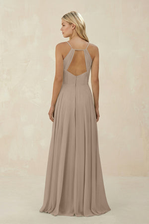Almond Spaghetti Strap A-Line Chiffon Bridesmaid Dress (2) | KISSBRIDAL