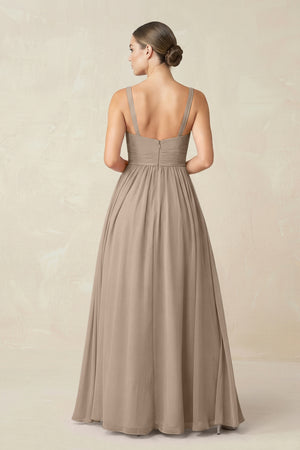 Almond Sweetheart A-Line Chiffon Bridesmaid Dress with Slit in Almond (2) | KISSBRIDAL