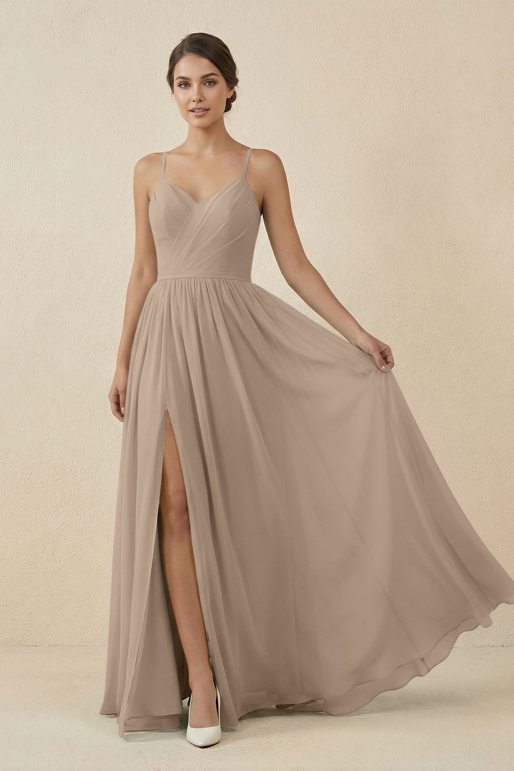 Sweetheart A-Line Chiffon Bridesmaid Dress in Almond