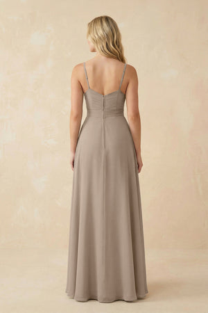 Almond Sweetheart A-Line Pleated Chiffon Bridesmaid Dress (2) | KISSBRIDAL