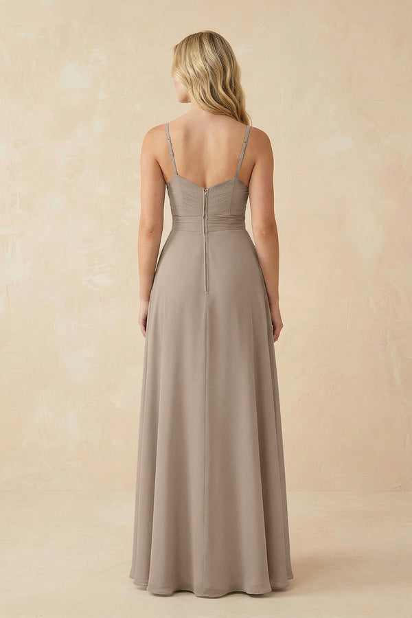 Almond Sweetheart A-Line Pleated Chiffon Bridesmaid Dress (2) | KISSBRIDAL