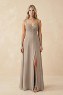 Almond Sweetheart A-Line Pleated Chiffon Bridesmaid Dress | KISSBRIDAL
