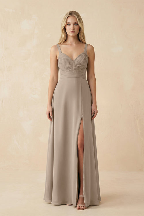 Almond Sweetheart A-Line Pleated Chiffon Bridesmaid Dress | KISSBRIDAL