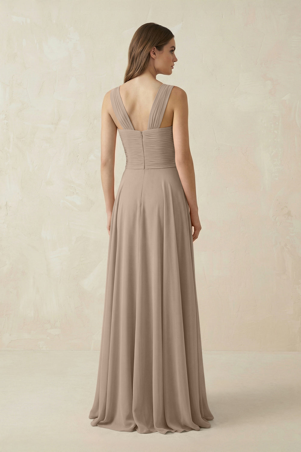 Sweetheart Pleated A-Line Chiffon Bridesmaid Dress in Almond