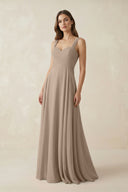 Almond Sweetheart Pleated A-Line Chiffon Bridesmaid Dress | KISSBRIDAL