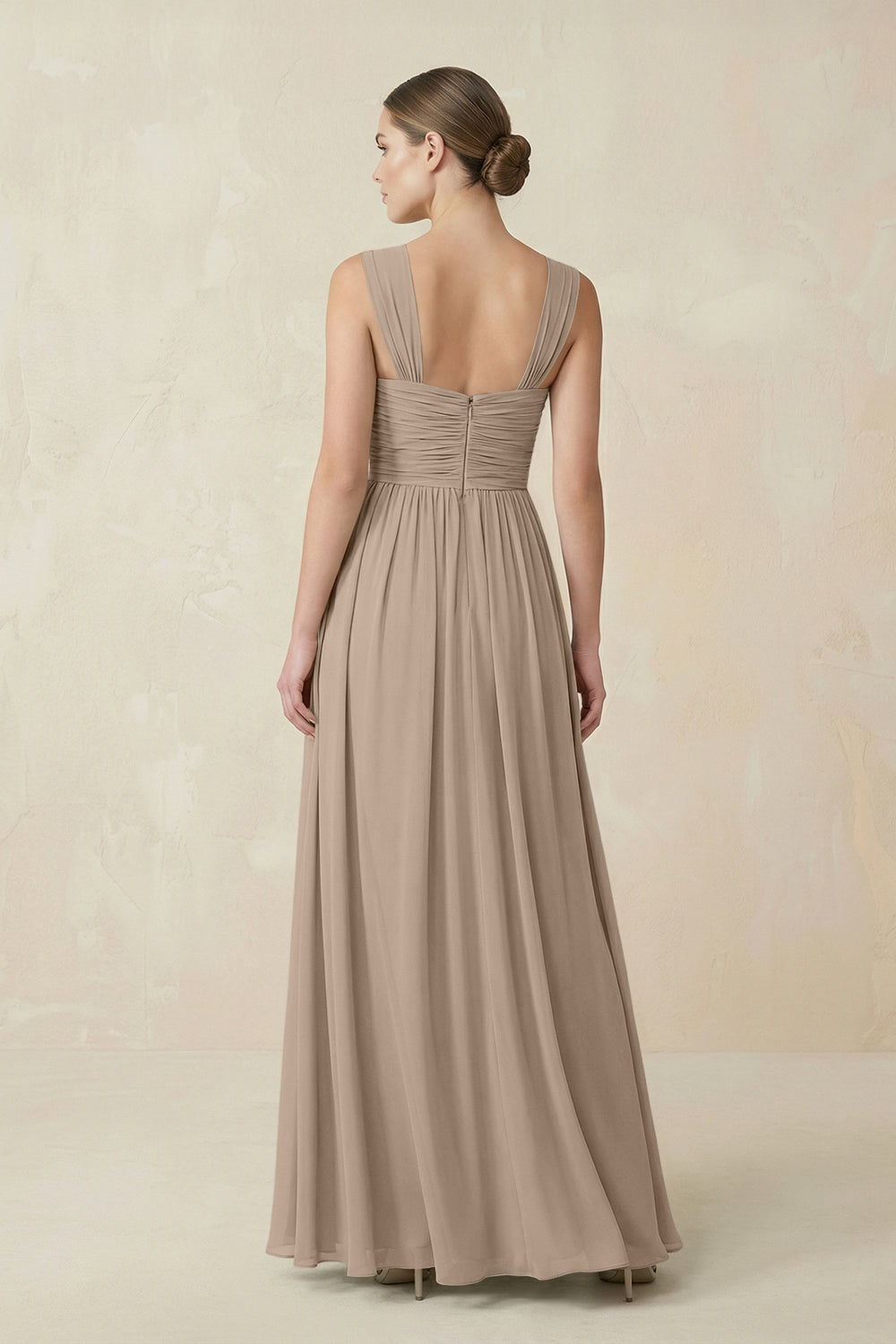 Sweetheart Pleated Chiffon A-Line Bridesmaid Dress in Almond