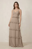 Almond Sweetheart Tiered A-Line Chiffon Bridesmaid Dress | KISSBRIDAL