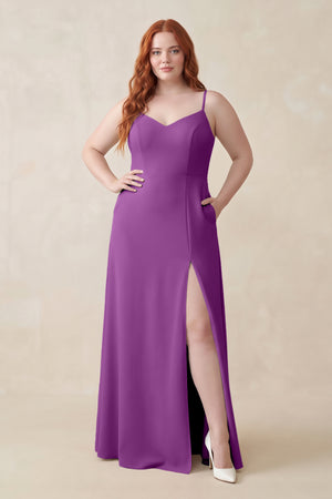 Amethyst Ruched Sheath Chiffon Bridesmaid Dress [sizeplus] | KISSBRIDAL