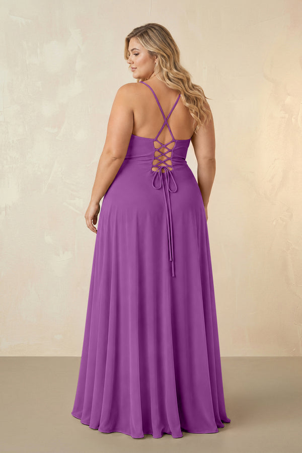 Amethyst Spaghetti Straps Chiffon A-Line Bridesmaid Dress (2) [sizeplus] | KISSBRIDAL
