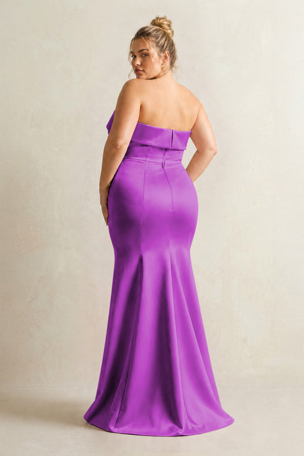Amethyst Strapless Satin Mermaid Bridesmaid Dress (2) [sizeplus] | KISSBRIDAL