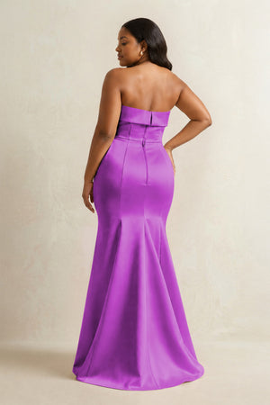 Amethyst Strapless Satin Mermaid Bridesmaid Dress (4) [sizeplus] | KISSBRIDAL