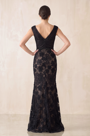 Appliqued Plunge Mermaid Tulle Wedding Dress in Black - KISS BRIDAL Wedding Dresses