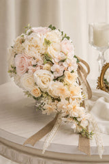 Artificial Rose Peony Cascade Wedding Flower Bouquets - KISS BRIDAL Accessories