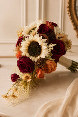 Artificial Sunflower Rose Cascade Wedding Flower Bouquets - KISS BRIDAL Accessories