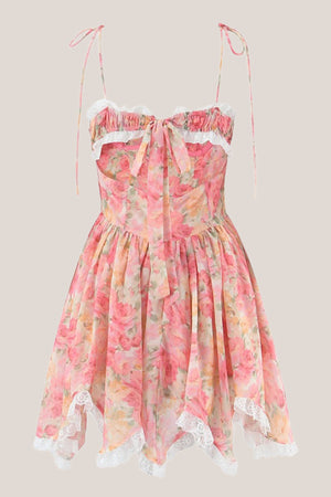 Asymmetric Warm Rose Print Cotton Mini Dress in Pink– SHE IS ME Dresses