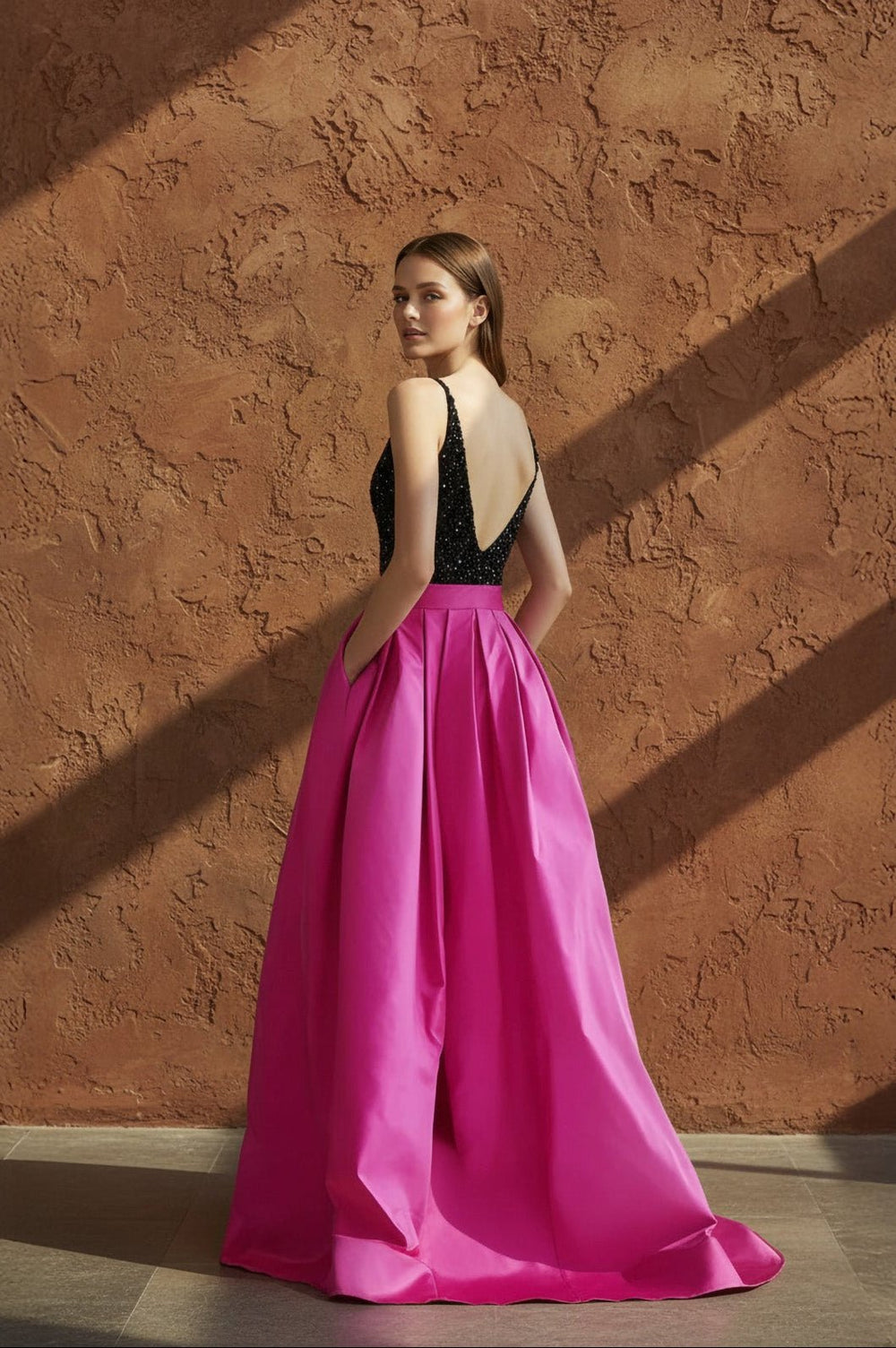 Ball Gown in Black and Fuchsia - SHE IS ME