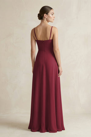 Berry A-Line Chiffon Spaghetti Strap Bridesmaid Dress (2) | KISSBRIDAL