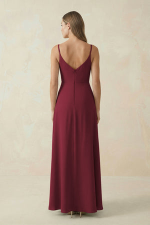 Berry Cami Strap A-Line Chiffon Bridesmaid Dress (2) | KISSBRIDAL