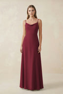 Berry Cami Strap A-Line Chiffon Bridesmaid Dress | KISSBRIDAL