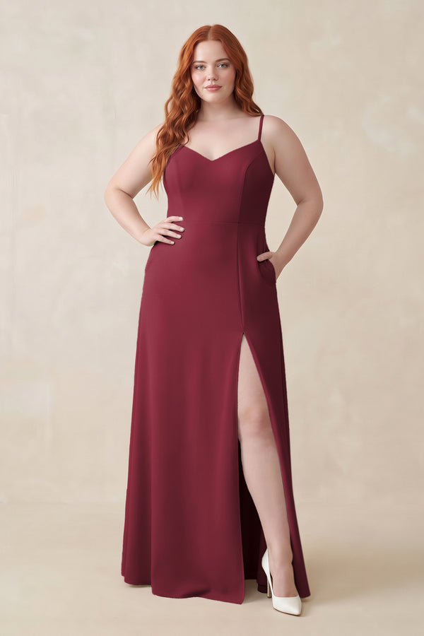Berry Ruched Sheath Chiffon Bridesmaid Dress | KISSBRIDAL