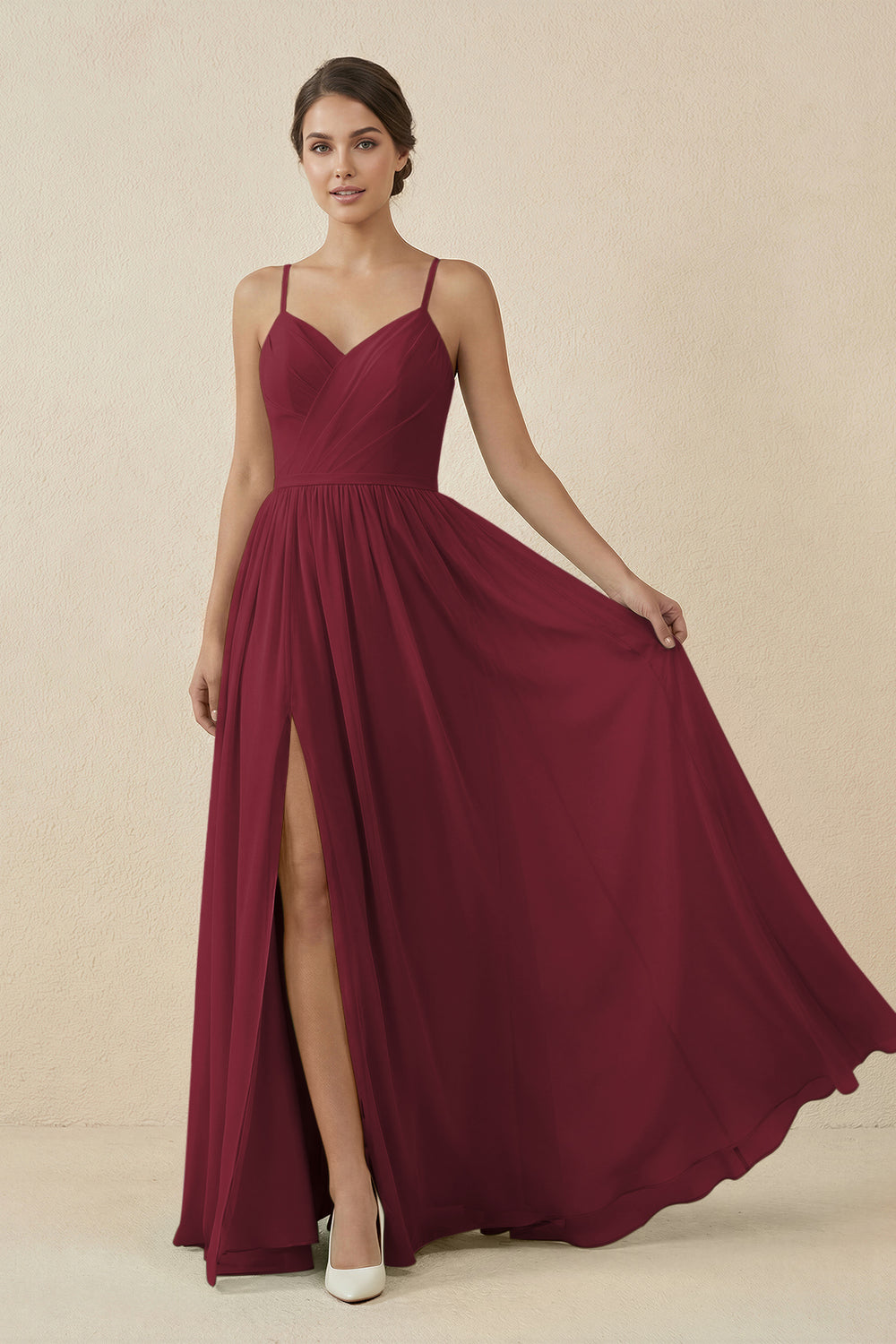 Sweetheart A-Line Chiffon Bridesmaid Dress in Berry