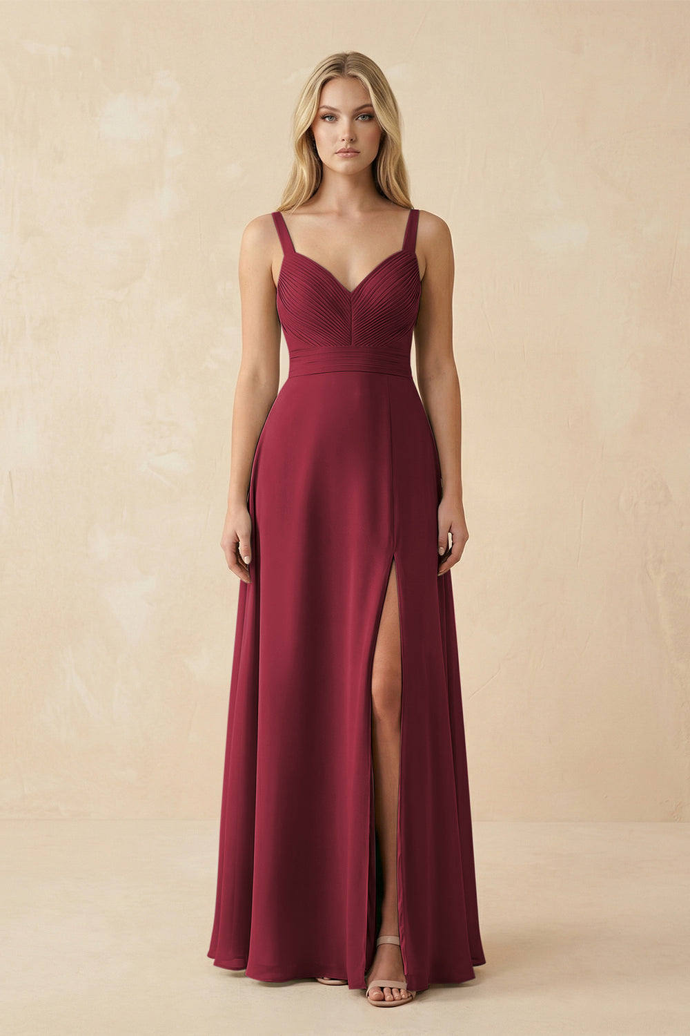 Sweetheart A-Line Pleated Chiffon Bridesmaid Dress in Berry