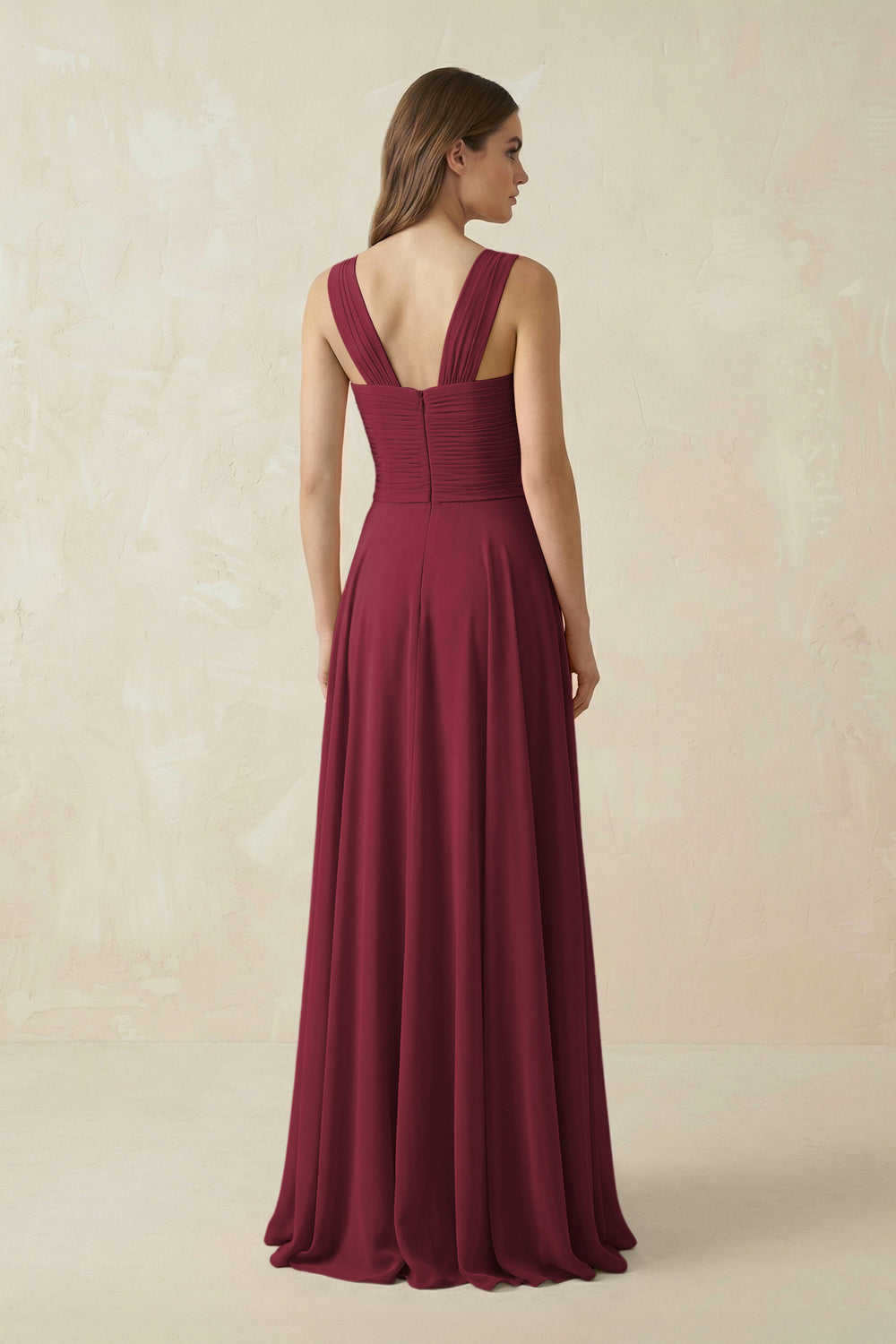 Sweetheart Pleated A-Line Chiffon Bridesmaid Dress in Berry