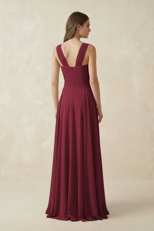 Berry Sweetheart Pleated A-Line Chiffon Bridesmaid Dress (2) | KISSBRIDAL