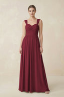 Berry Sweetheart Pleated Chiffon A-Line Bridesmaid Dress | KISSBRIDAL