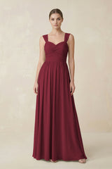 Berry Sweetheart Pleated Chiffon A-Line Bridesmaid Dress | KISSBRIDAL