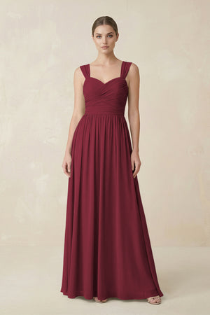 Berry Sweetheart Pleated Chiffon A-Line Bridesmaid Dress | KISSBRIDAL