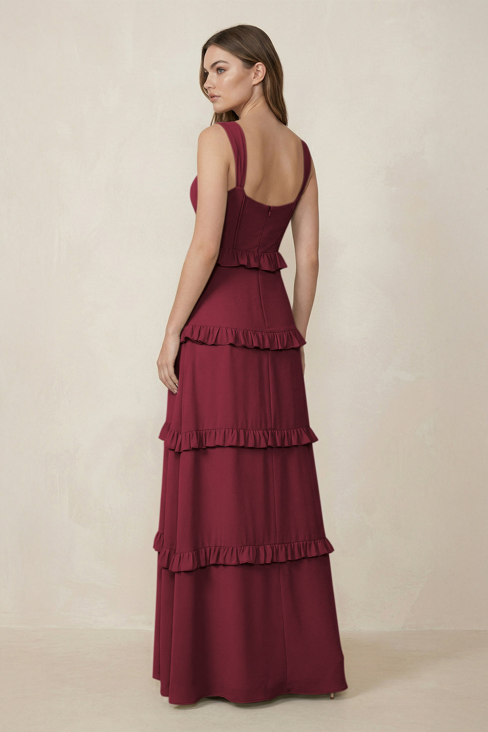 Sweetheart Tiered A-Line Chiffon Bridesmaid Dress in Berry