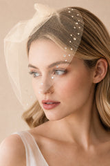 Birdcage Veils Vintage - Inspired with Tiny Crystals in Champagne - KISS BRIDAL Wedding Veils