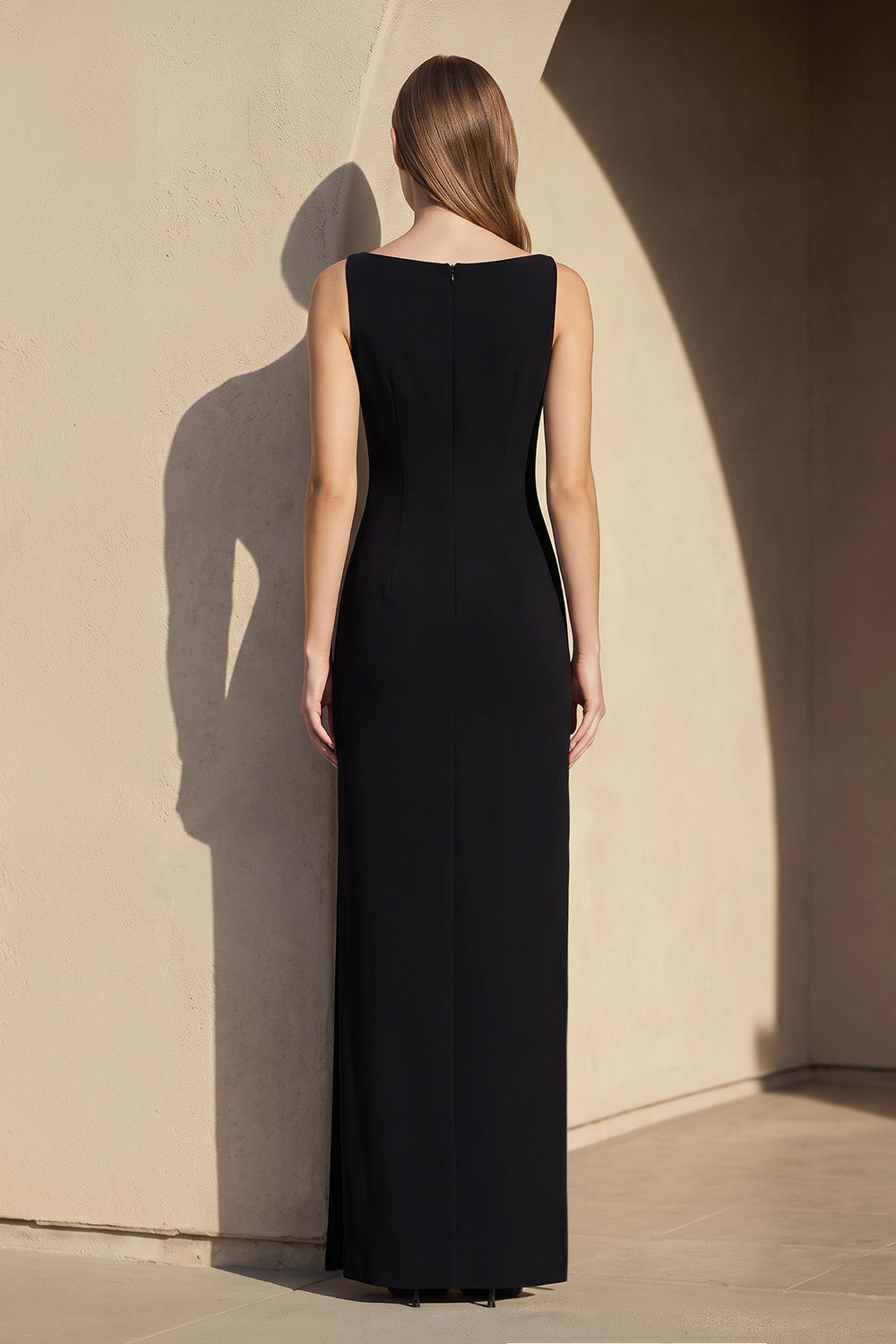 V Neck Wedding Guest Dress With Beading in Black