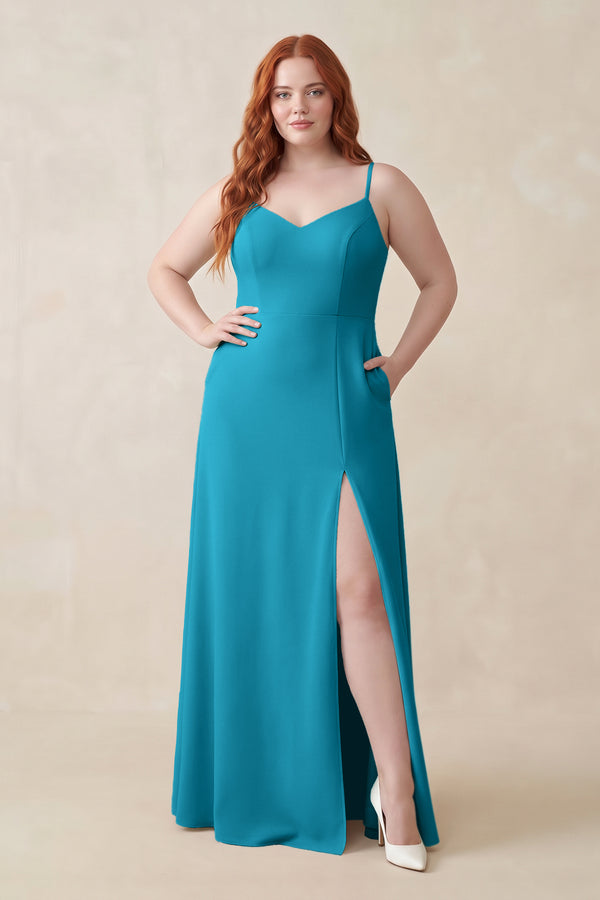 Blue Jay Ruched Sheath Chiffon Bridesmaid Dress [sizeplus] | KISSBRIDAL
