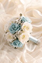 Blue Rose Cascade Wedding Flower Bouquets - KISS BRIDAL Accessories