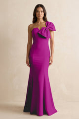 Bow Mermaid One Shoulder Bridesmaid Dress in Amethyst - KISS BRIDAL Bridesmaid Dresses