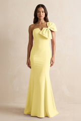 Bow Mermaid One Shoulder Bridesmaid Dress in Buttercup - KISS BRIDAL Bridesmaid Dresses
