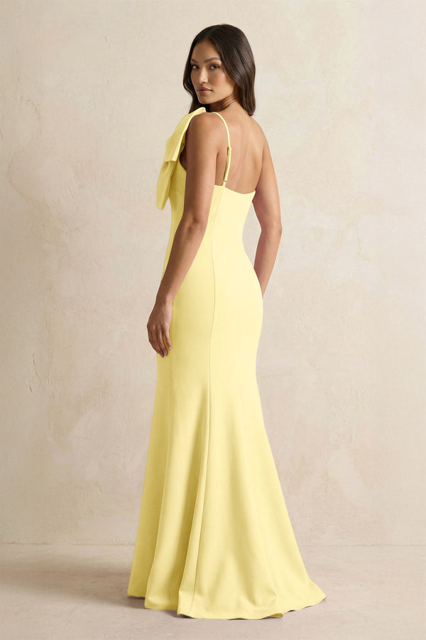 Bow Mermaid One Shoulder Bridesmaid Dress in Buttercup - KISS BRIDAL Bridesmaid Dresses