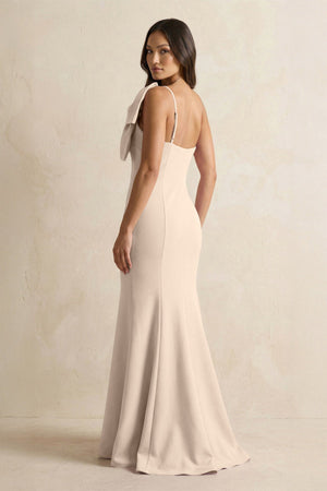 Bow Mermaid One Shoulder Bridesmaid Dress in Champagne - KISS BRIDAL Bridesmaid Dresses