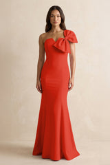 Bow Mermaid One Shoulder Bridesmaid Dress in Cinnamon - KISS BRIDAL Bridesmaid Dresses
