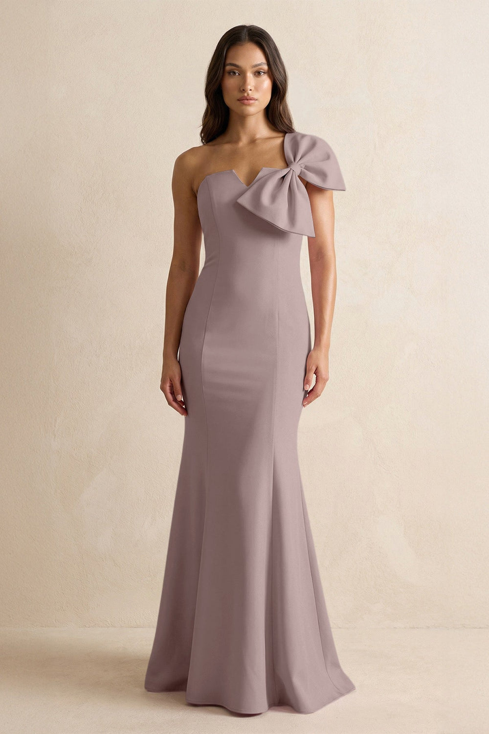 Bow Mermaid One Shoulder Bridesmaid Dress in Dusk - KISS BRIDAL Bridesmaid Dresses