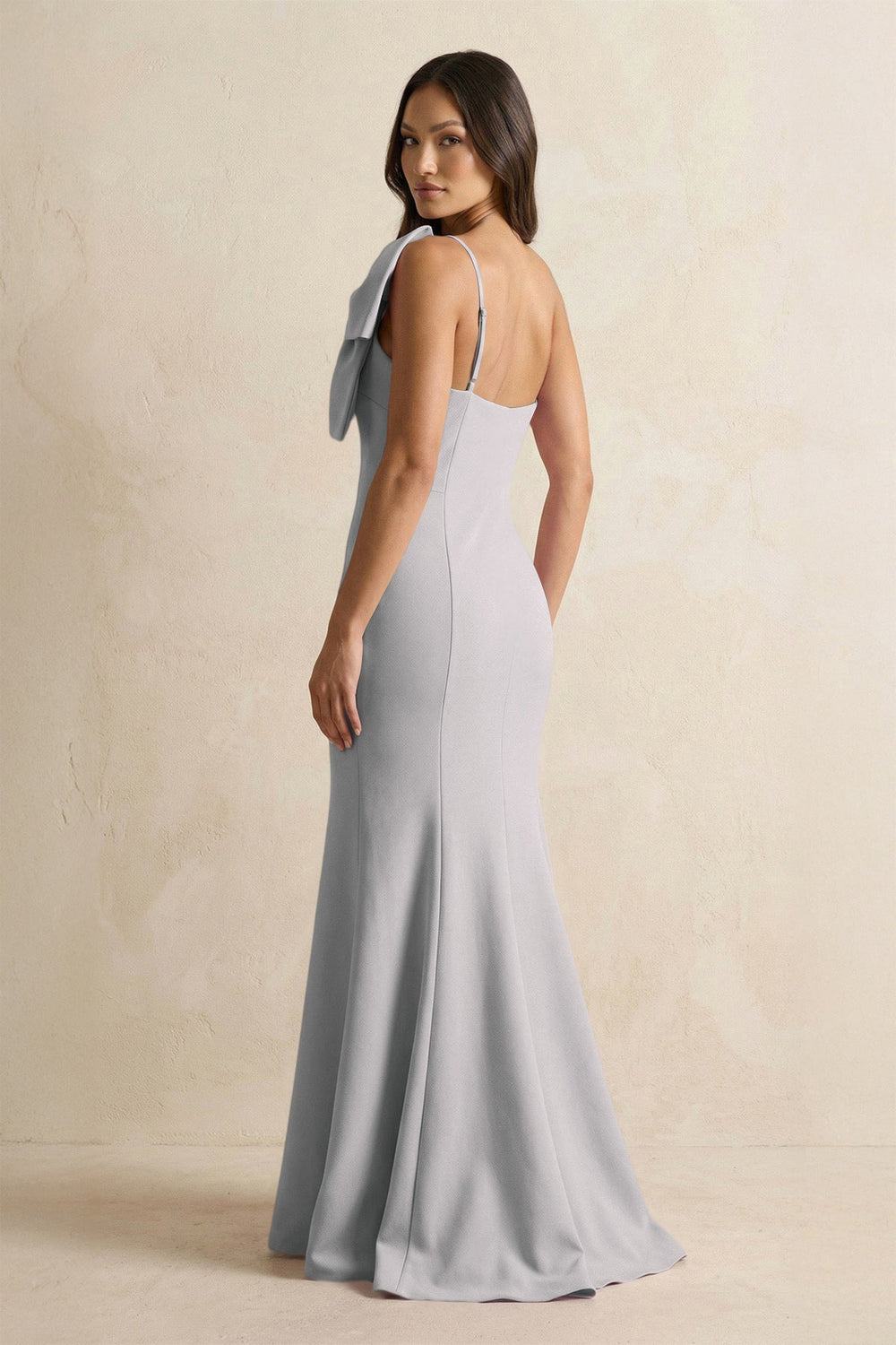 Bow Mermaid One Shoulder Bridesmaid Dress in Frost - KISS BRIDAL Bridesmaid Dresses