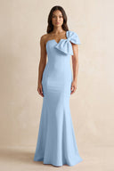 Bow Mermaid One Shoulder Bridesmaid Dress in Ice - SHE IS ME Bridesmaid Dresses