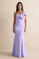 Bow Mermaid One Shoulder Bridesmaid Dress in Lavender - KISS BRIDAL Bridesmaid Dresses