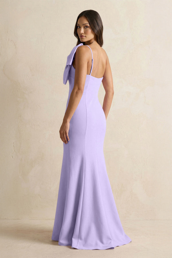 Bow Mermaid One Shoulder Bridesmaid Dress in Lavender - KISS BRIDAL Bridesmaid Dresses