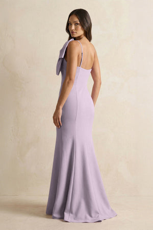 Bow Mermaid One Shoulder Bridesmaid Dress in Lavender Gray - KISS BRIDAL Bridesmaid Dresses